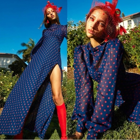 For Love And Lemons Dresses & Skirts - For Love & Lemons Holiday Mavis Polka Dot Maxi Dress NWT